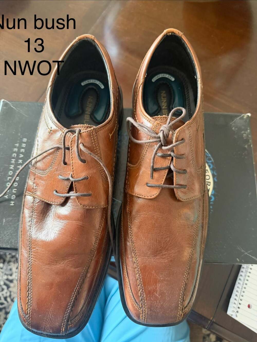 Nunn Bush Kendall Moc Toe Oxford Brown Leather Dress Shoes